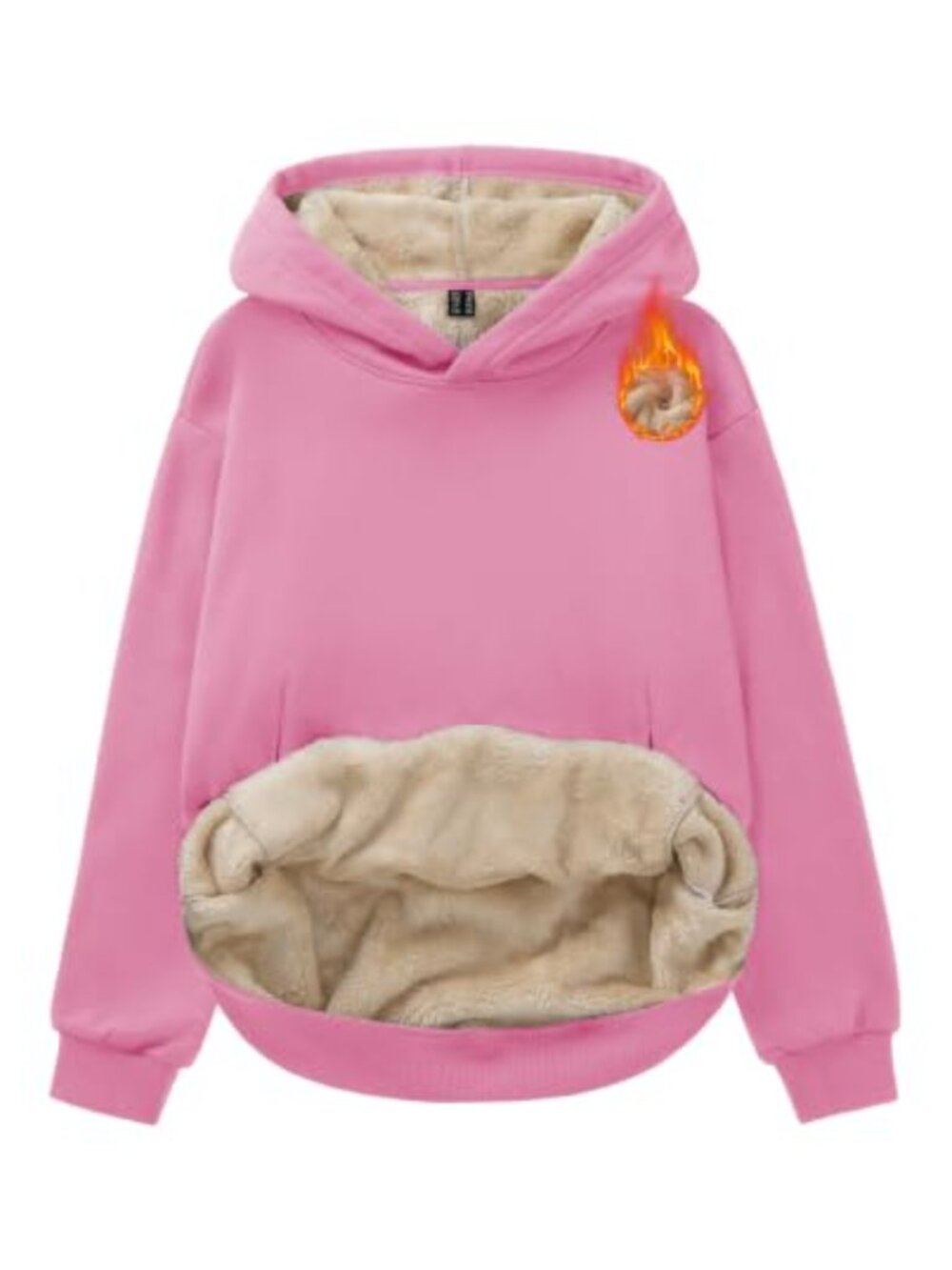 Fleece Lined Hoodie Sweatshirt Kangaroo Pocket Loose Fit Pullover